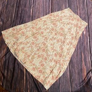 Calvin Klein Size 8 Cream Skirt with Pink Flowers